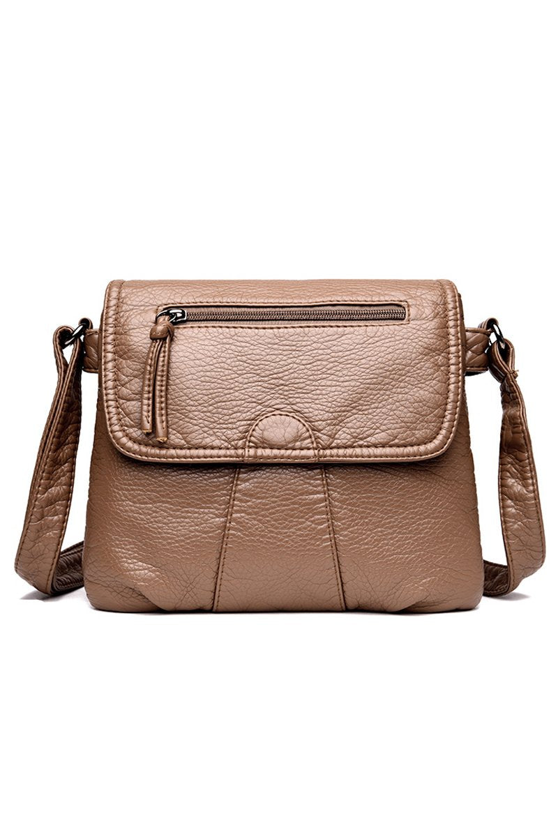 SINGLE SHOULDER WASHED DOUBLE LAYER BAG