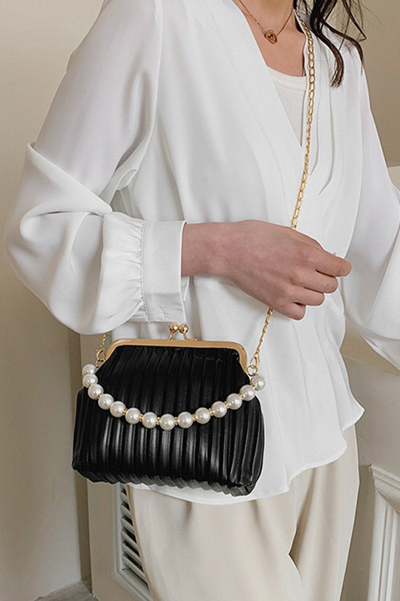 PEARL HANDLE SHELL CHAIN BAG