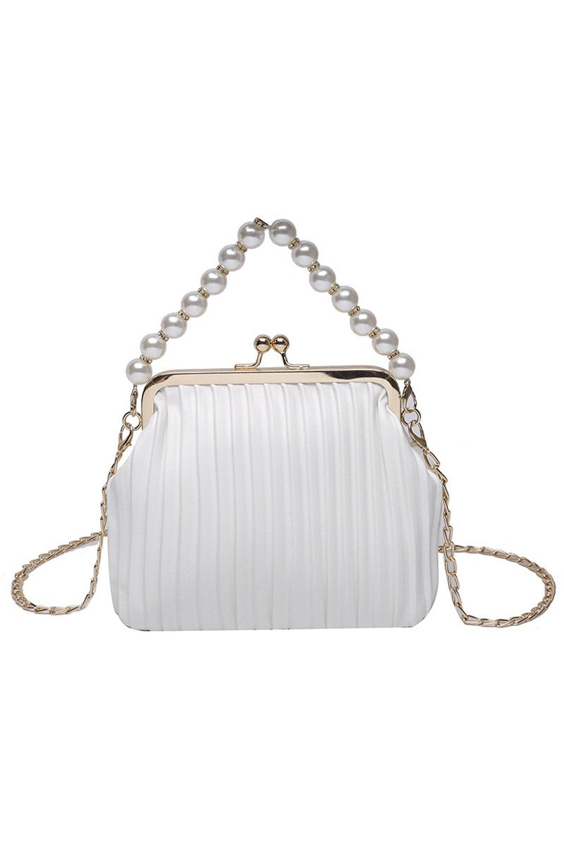 PEARL HANDLE SHELL CHAIN BAG