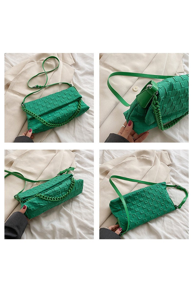 PLAID CHAIN HANDLE FOLDED CROSS BAG