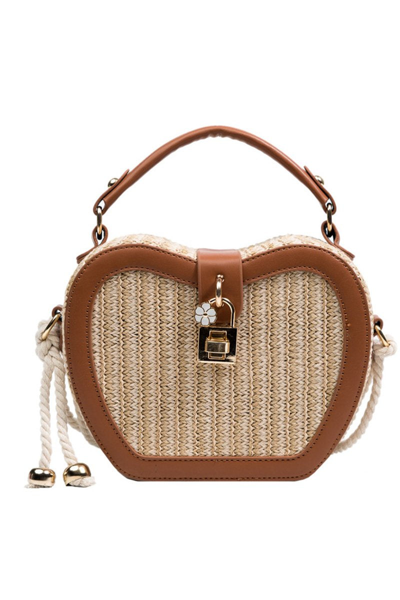 APLLE SHAPE RATAN BOX CROSS BAG