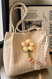 FLOWER DECORATIVE LARGE CAPACITY STRAW BAG