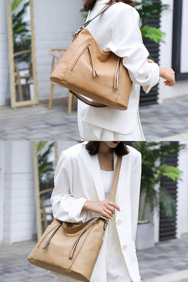 ZIP POCKET CROSS TOTE MULTI BAG