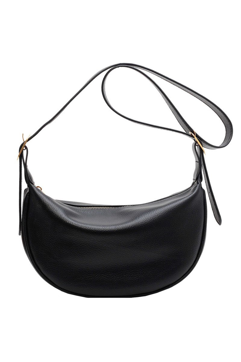 HALF ROUND SOFT LEATHER MESSENGER BAG CWAB0466