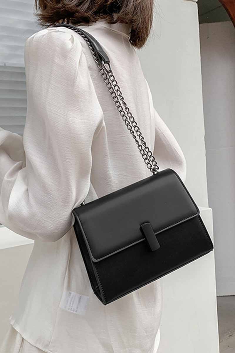 BLACK BUCKLE SIMPLE CHAIN BAG CWAB0484