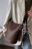 PLAID RIBBON DECKED SIMPLE SHOULDER BAG