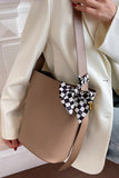 PLAID RIBBON DECKED SIMPLE SHOULDER BAG