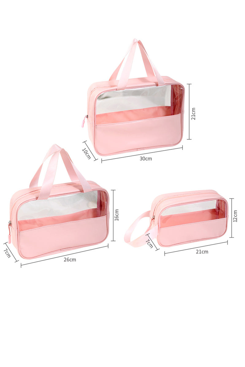 3SET PORTABLE TRANSPARENT WATERPROOF WASH BAG SETS