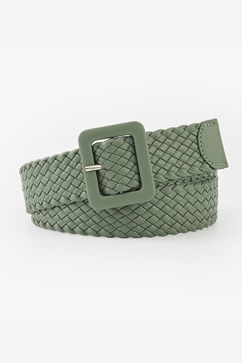 SQUARE BUCKLE QUILTED FASHION BELT