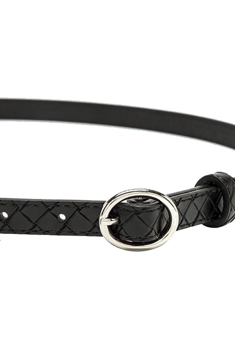 ROUND METAL BUCKLE QUILTING CASUAL BELT