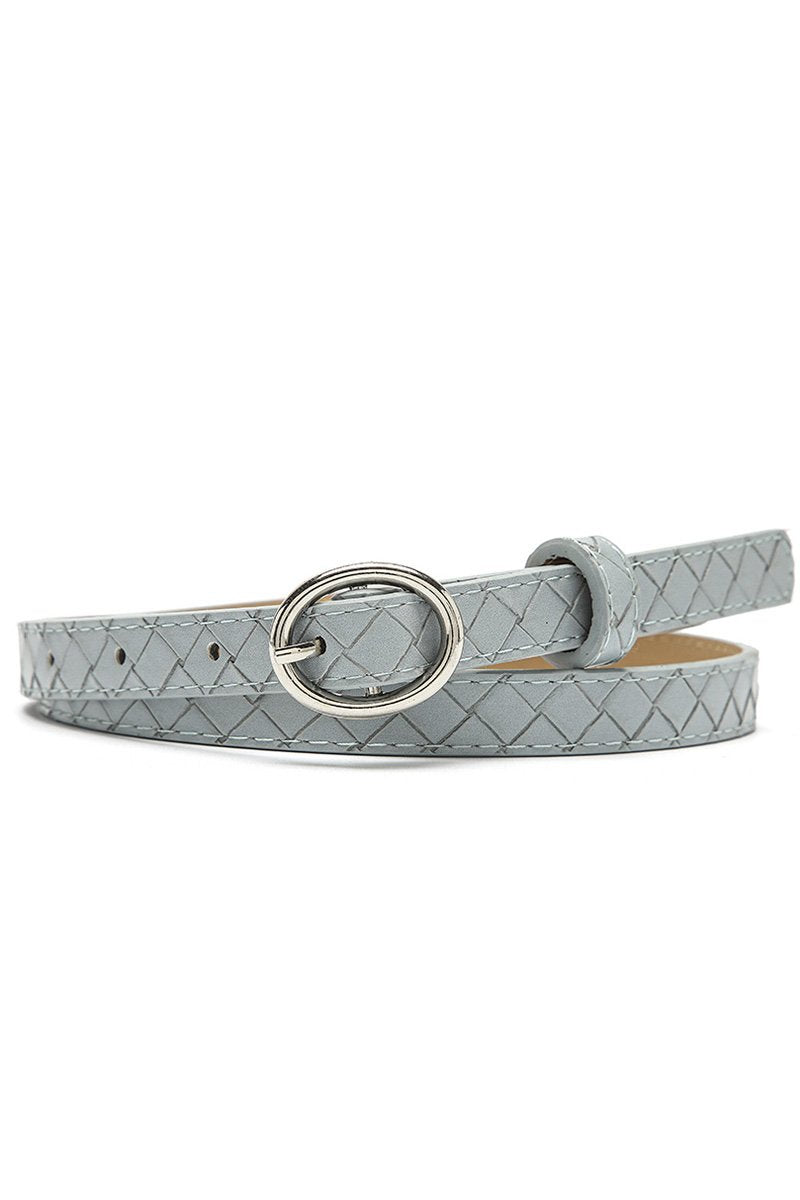 ROUND METAL BUCKLE QUILTING CASUAL BELT