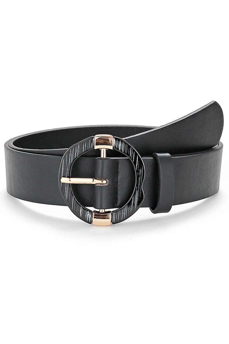 DISTRESSED PATTERN ROUND BUCKLE SIMPLE BELT