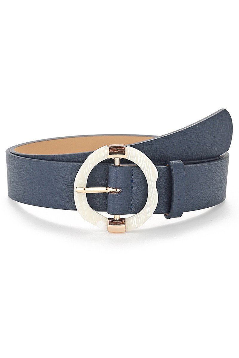 DISTRESSED PATTERN ROUND BUCKLE SIMPLE BELT