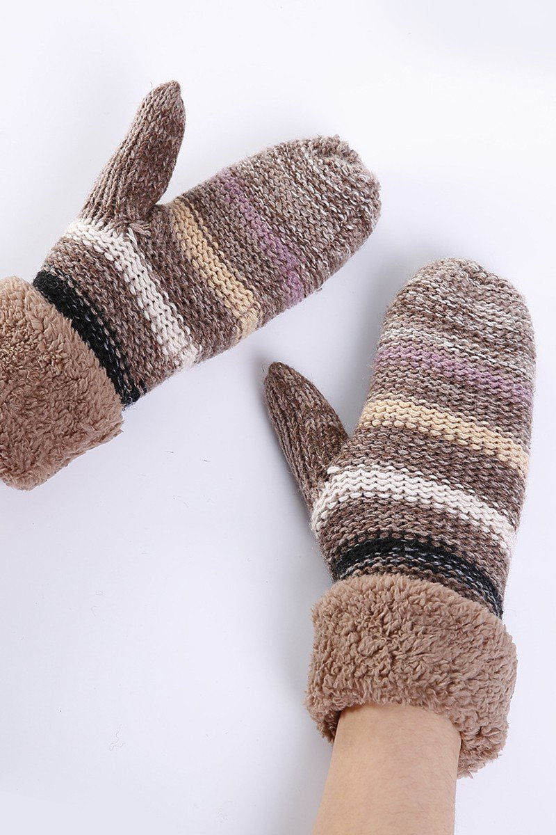 WINTER MULTI COLOR WARM KNIT MITTENS