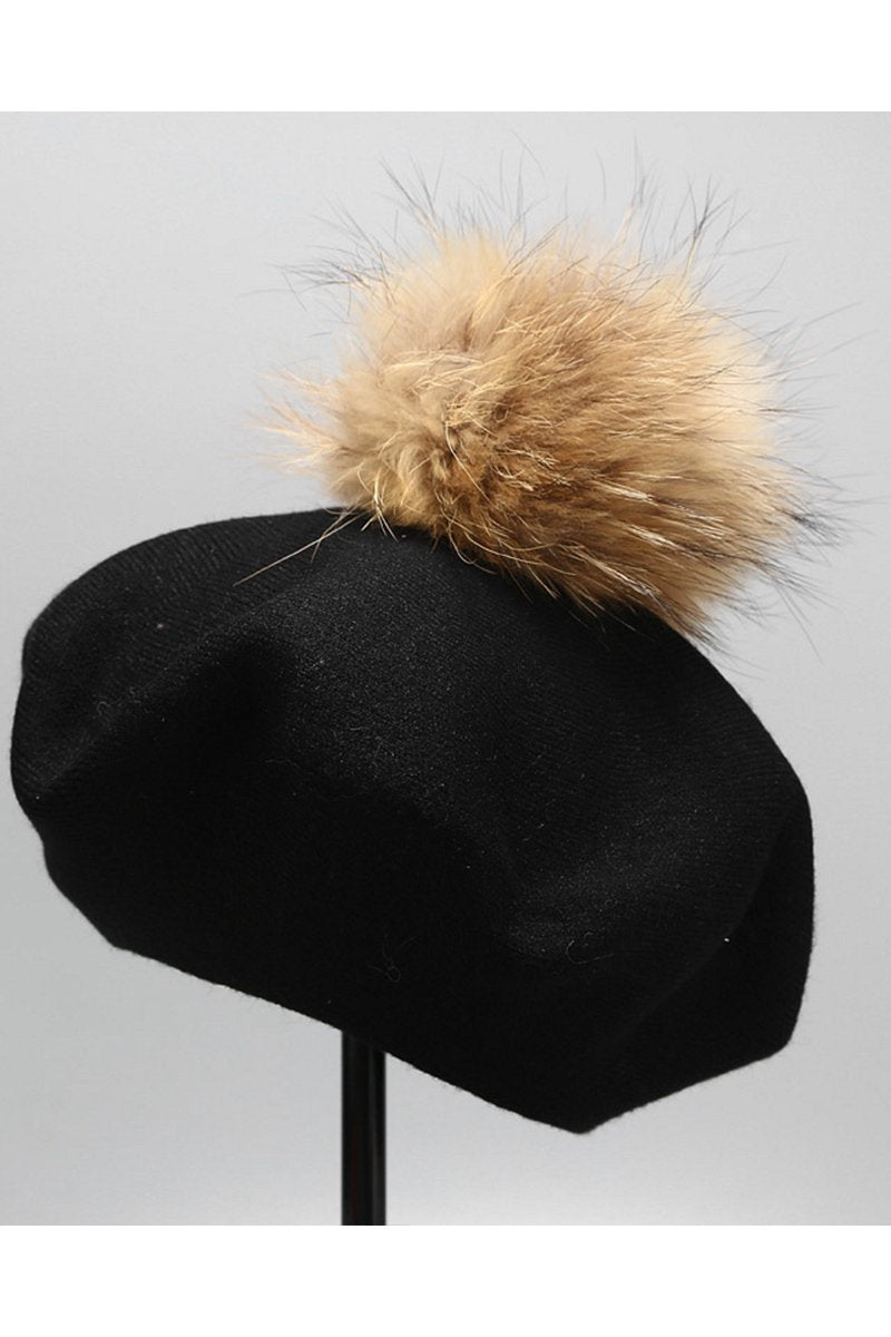 POMPOM WARM CASUAL BERET HAT