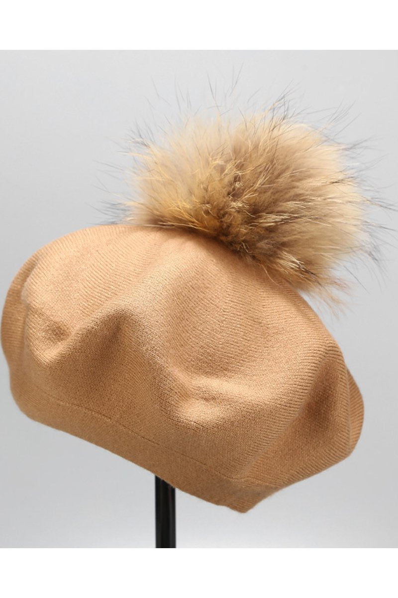 POMPOM WARM CASUAL BERET HAT