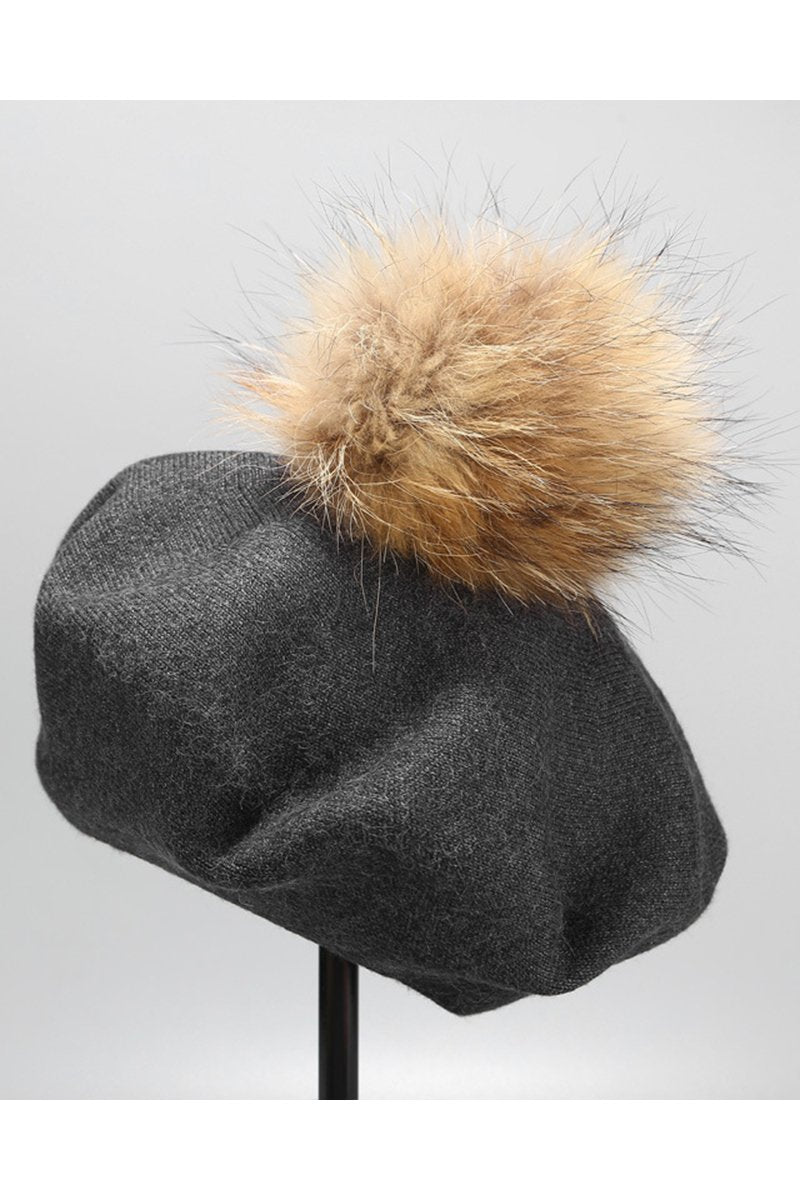 POMPOM WARM CASUAL BERET HAT