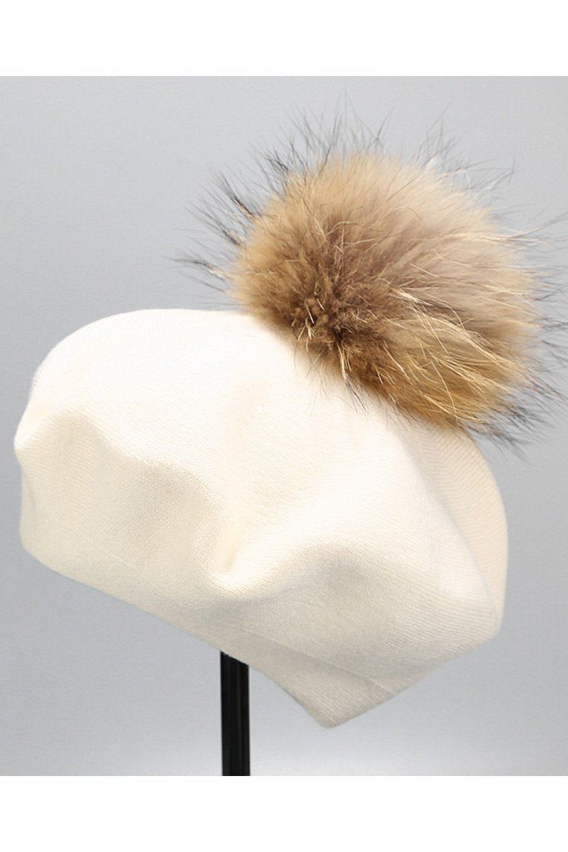 POMPOM WARM CASUAL BERET HAT