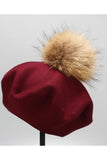 POMPOM WARM CASUAL BERET HAT