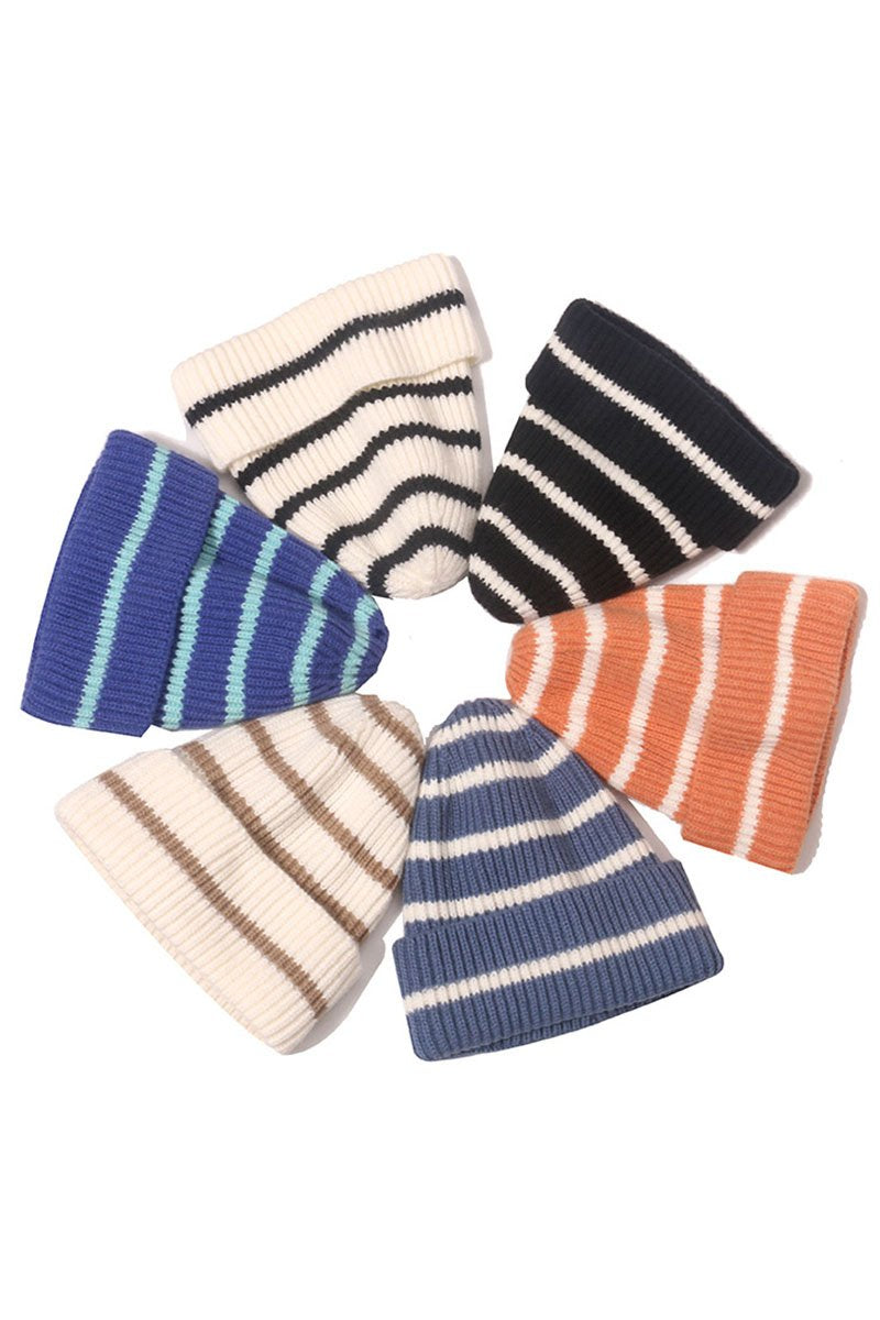 STRIPE PATTERN WOOL CASUAL BEANIE HAT