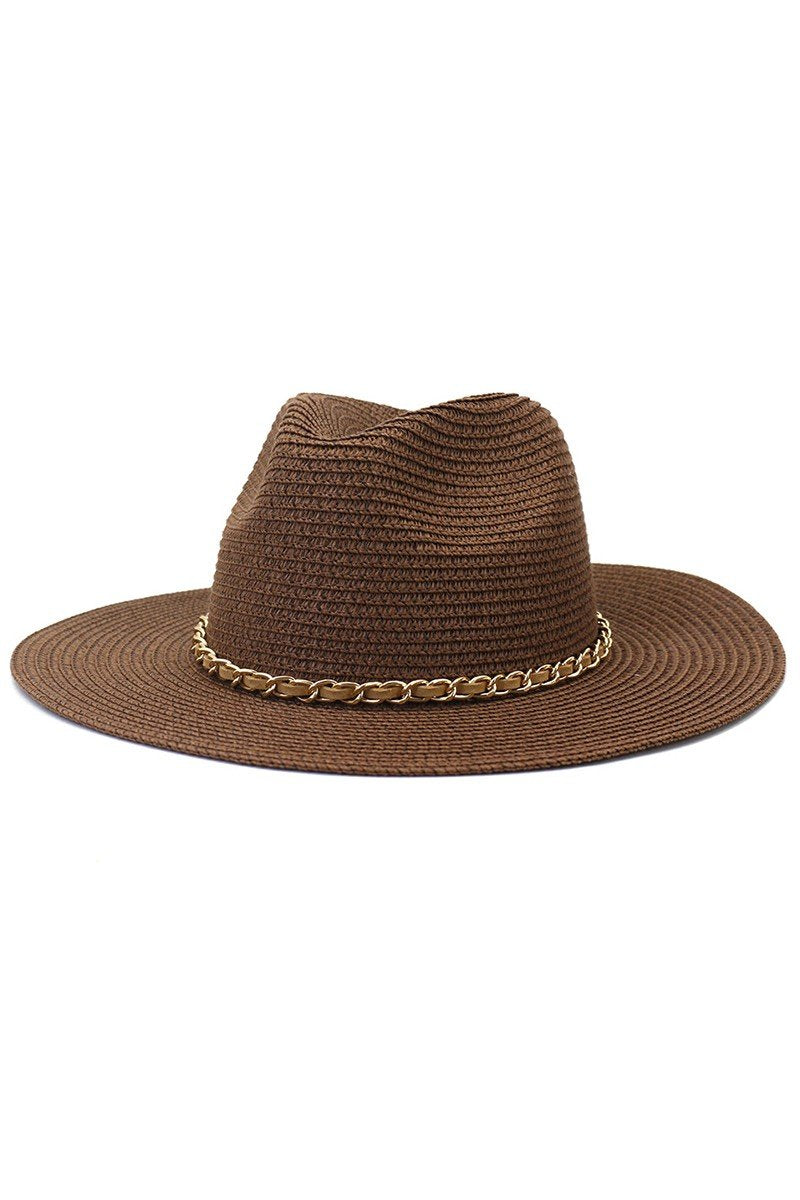 DANDY CHAIN BAND STRAW FLOPPY PANAMA HAT