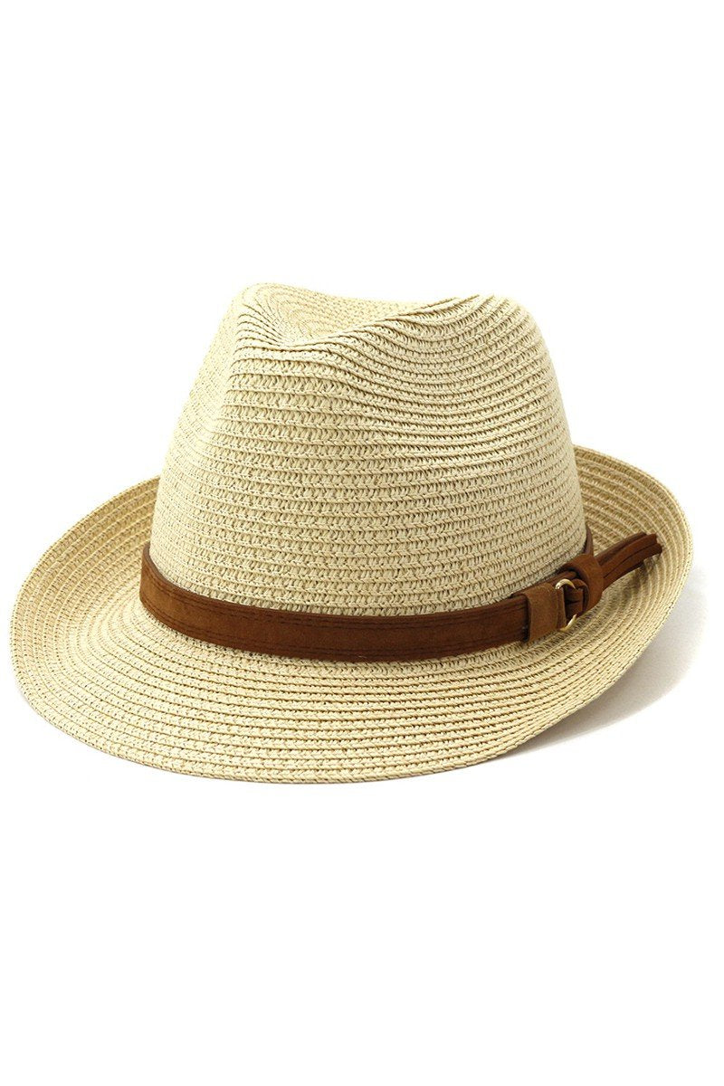 DANDY BELT STRAW SUMMER FEDORA