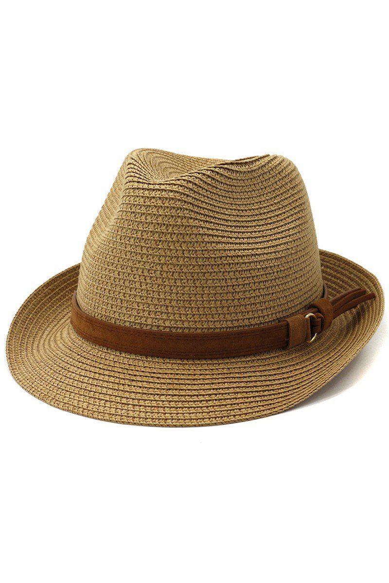 DANDY BELT STRAW SUMMER FEDORA