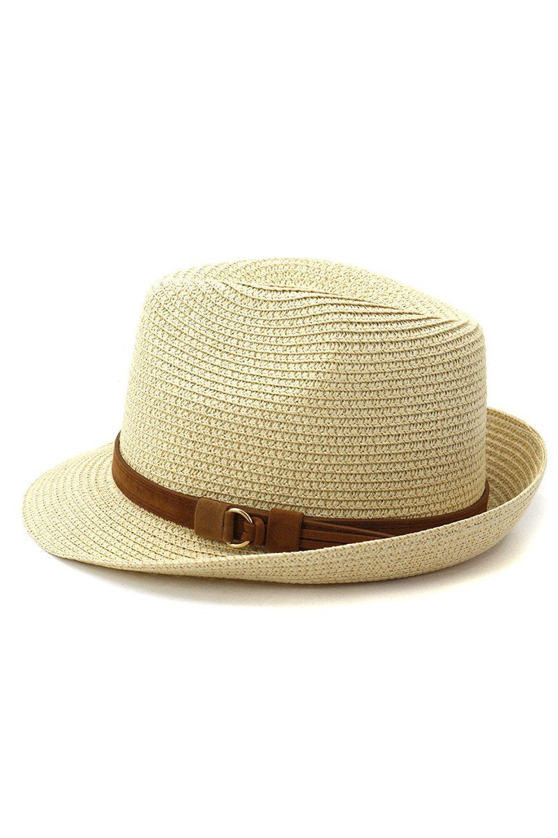 DANDY BELT STRAW SUMMER FEDORA