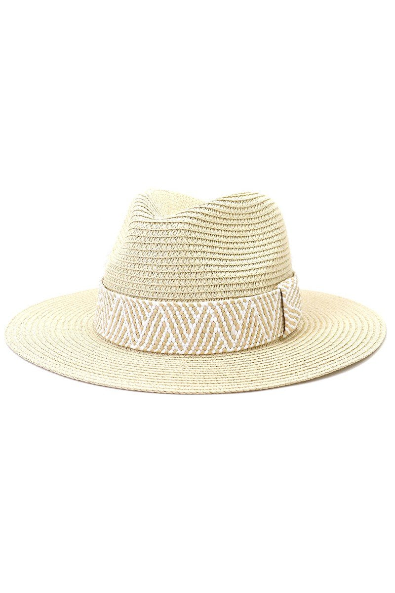 PATTERNED BAND SUMMER FLOPPY PANAMA HAT