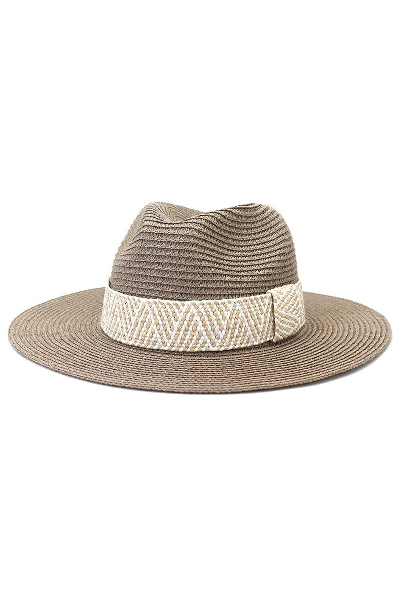 PATTERNED BAND SUMMER FLOPPY PANAMA HAT