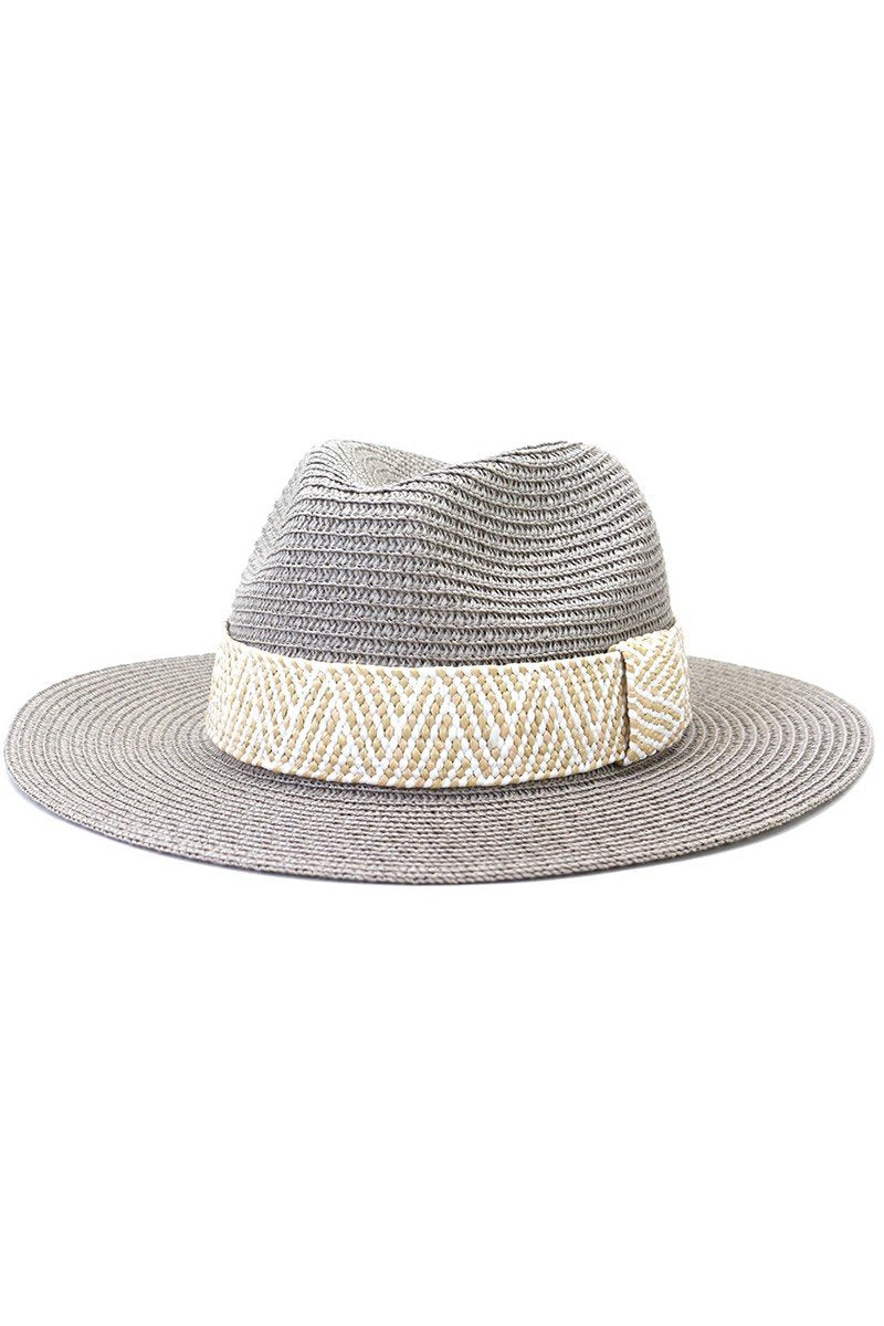 PATTERNED BAND SUMMER FLOPPY PANAMA HAT