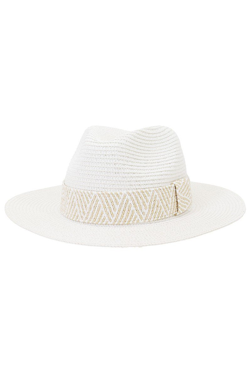 PATTERNED BAND SUMMER FLOPPY PANAMA HAT