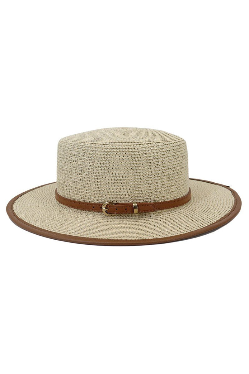 DANDY BELT FLAT BRIM FLOPPY PANAMA HAT