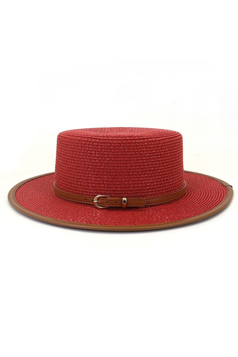 DANDY BELT FLAT BRIM FLOPPY PANAMA HAT