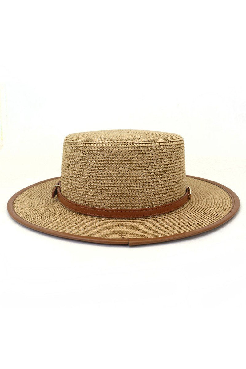 DANDY BELT FLAT BRIM FLOPPY PANAMA HAT