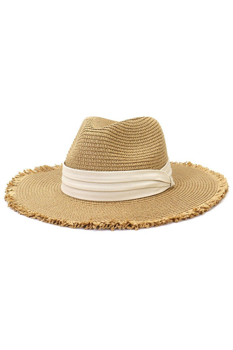 DANDY CLOTH BAND DISTRESSED BRIM PANAMA HAT