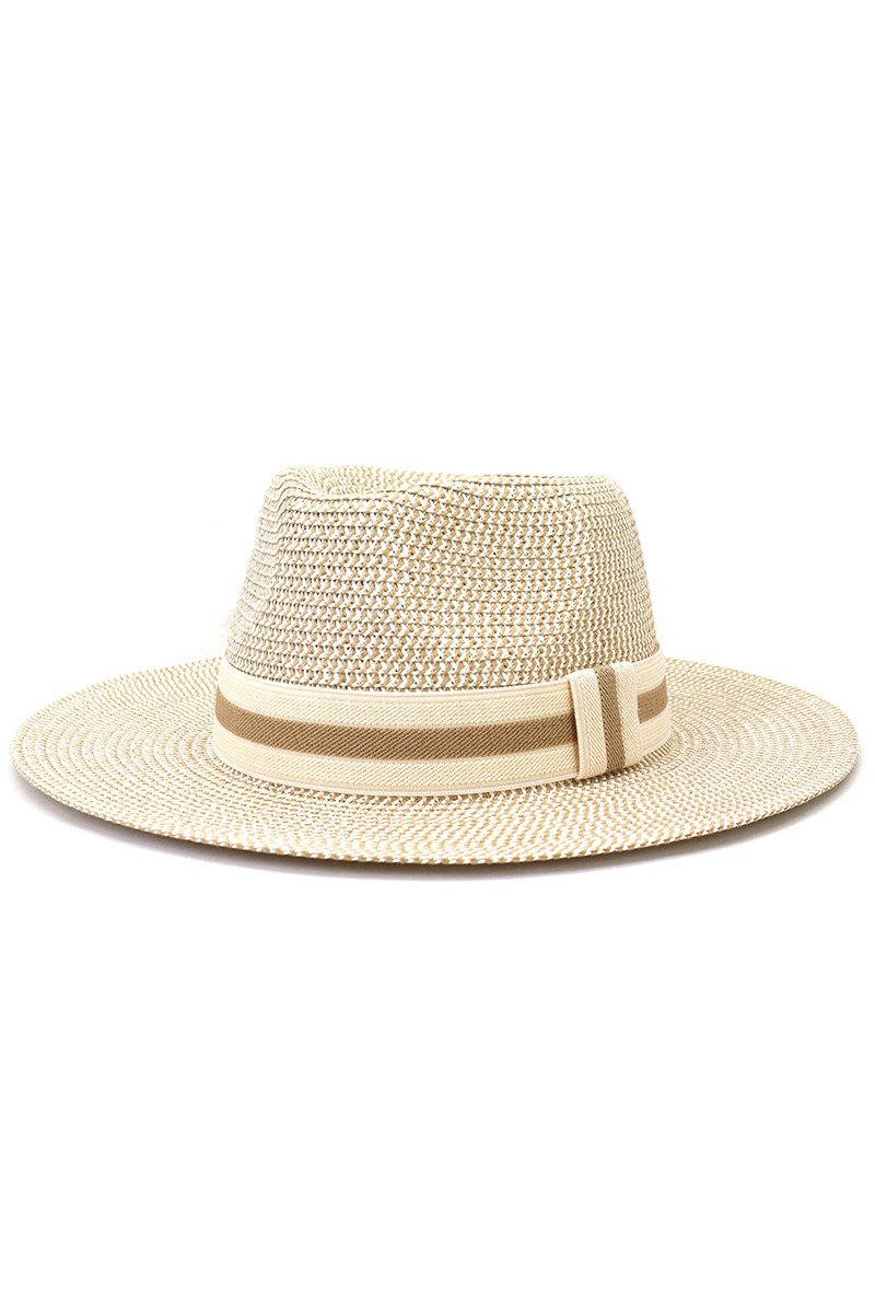 STRIPE BAND SUMMER PANAMA HAT