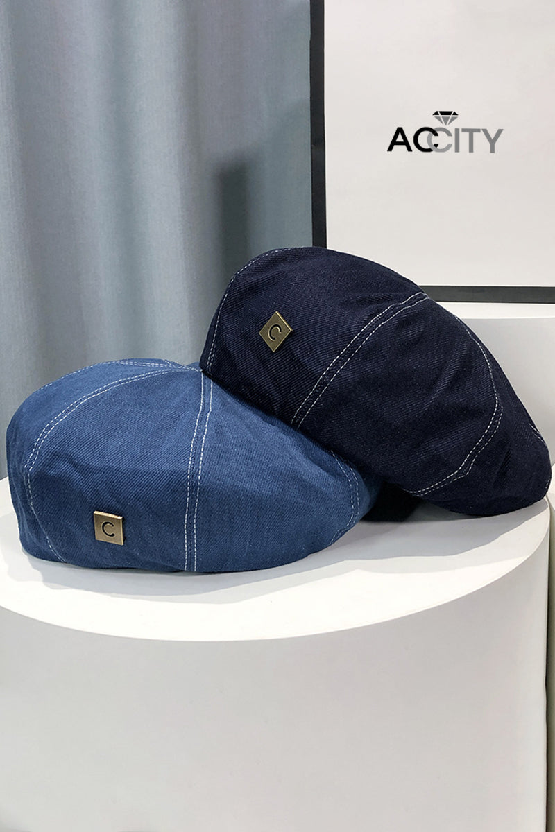 DENIM FASHION BERET CAP