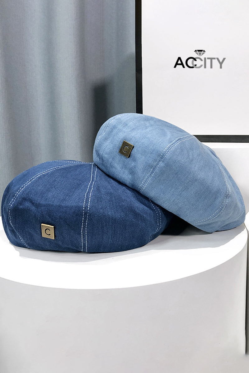 DENIM FASHION BERET CAP