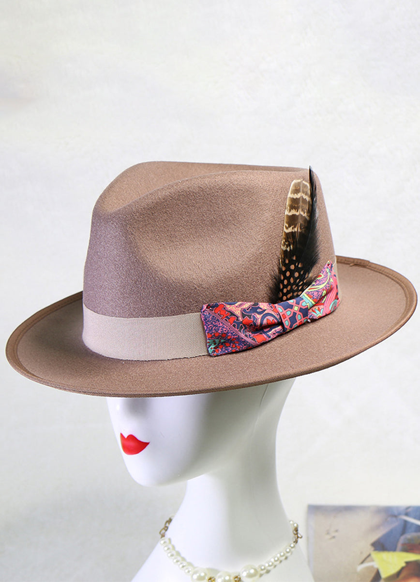 BOWKKNOT DECORATED PANAMA HAT FELT JAZZ HAT