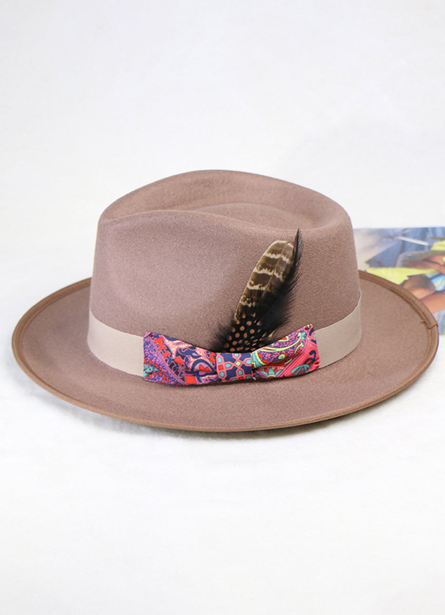 BOWKKNOT DECORATED PANAMA HAT FELT JAZZ HAT