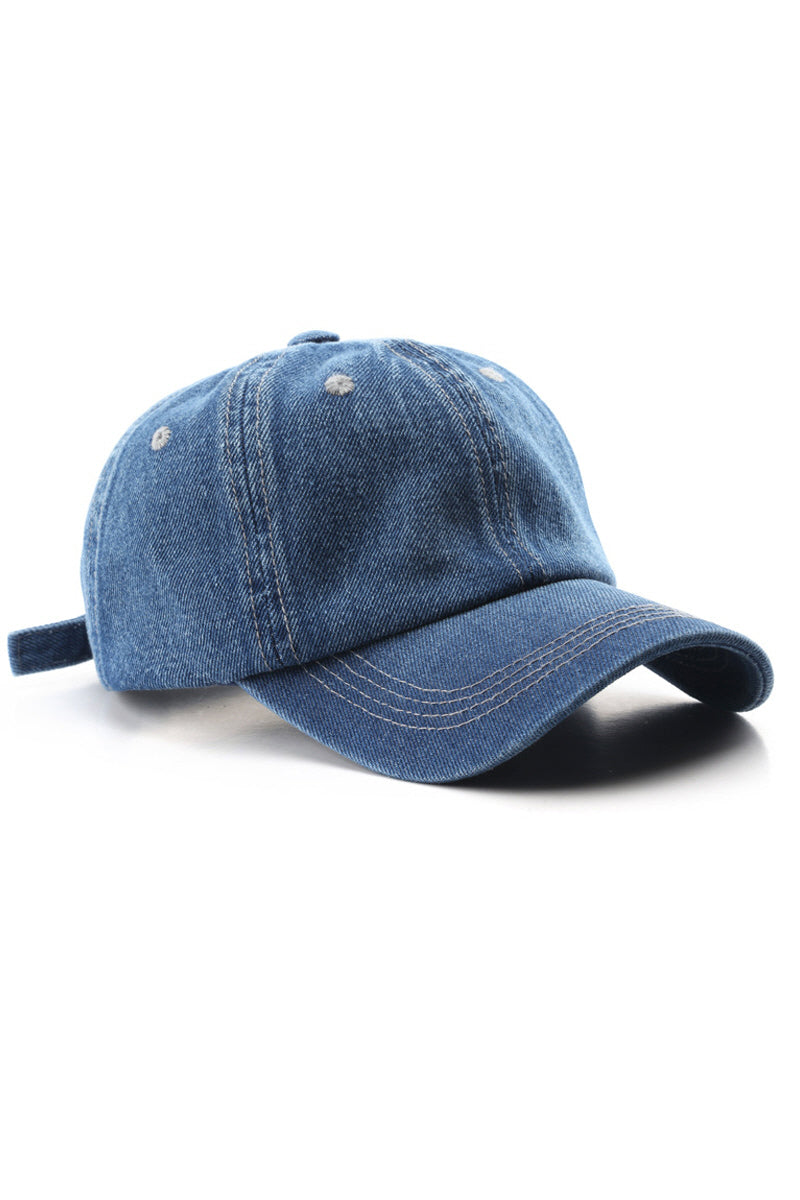 WOMEN VINTAGE WASHED DENIM BASEBALL CAP