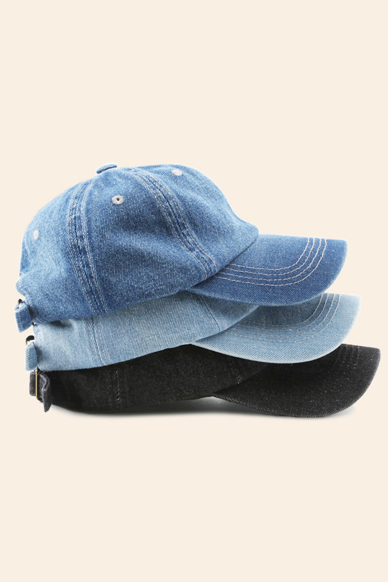 WOMEN VINTAGE WASHED DENIM BASEBALL CAP