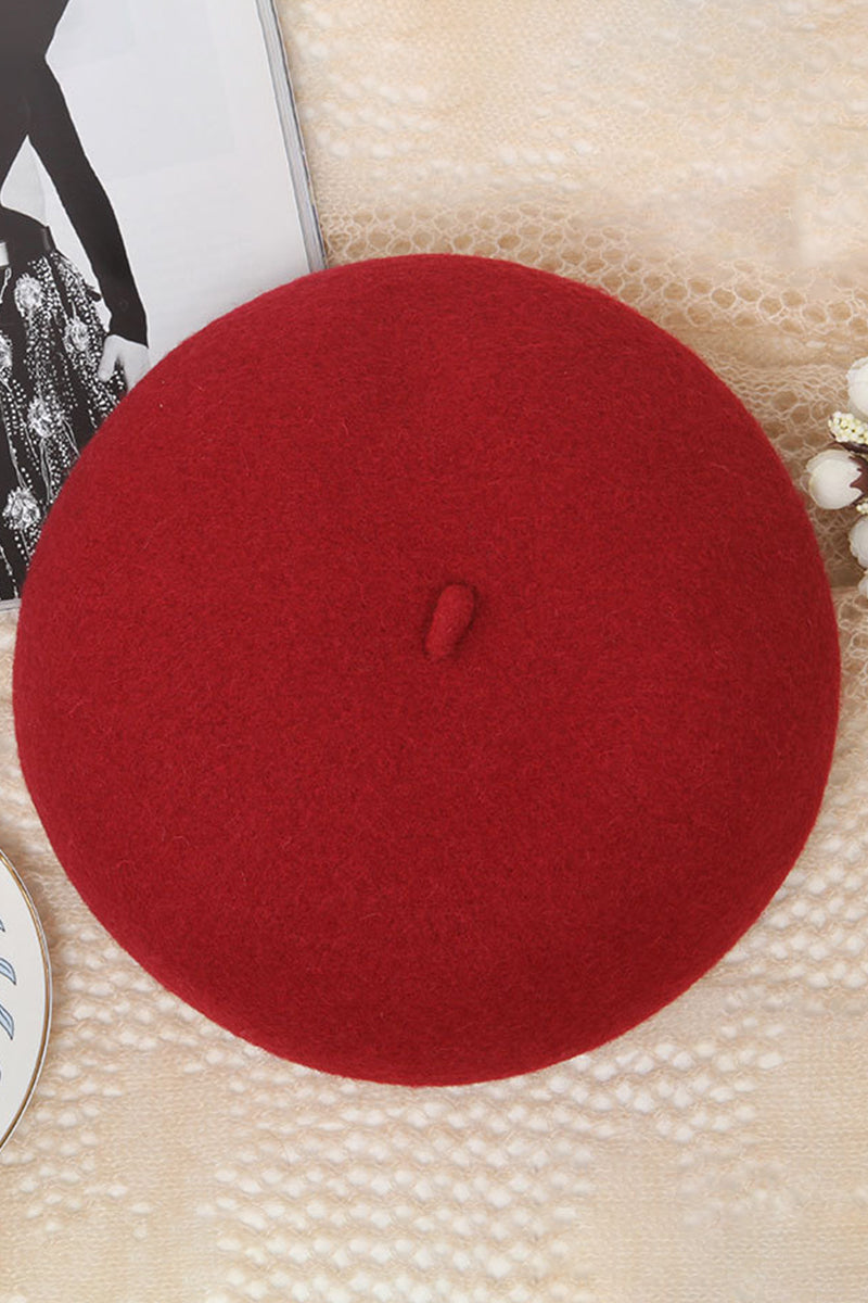 LADY KNITTING WOOL BERET WITH ELASTIC