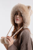 POMPOM CARTOON EAR DECOR FUZZY HAT