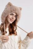 POMPOM CARTOON EAR DECOR FUZZY HAT