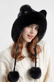 POMPOM CARTOON EAR DECOR FUZZY HAT