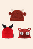 WOMEN WARM RED CARTOON KNITTED HAT