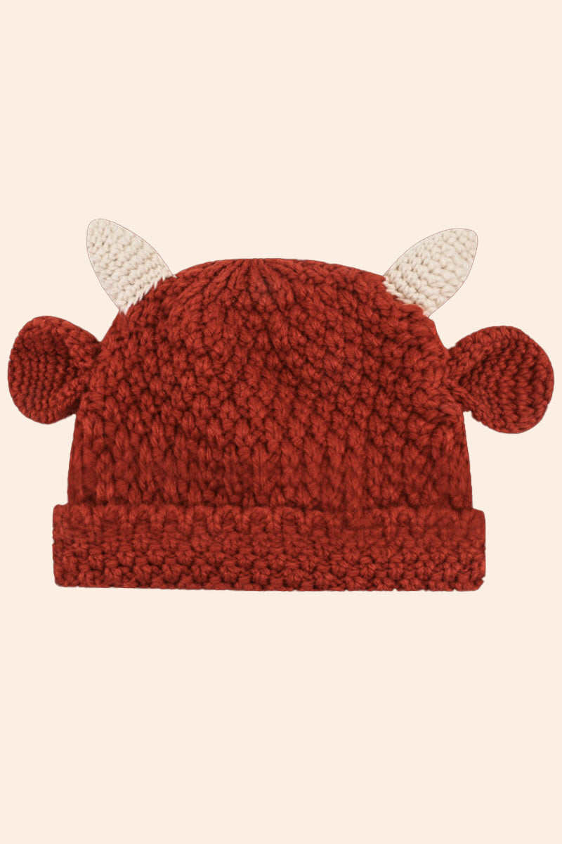 WOMEN WARM RED CARTOON KNITTED HAT