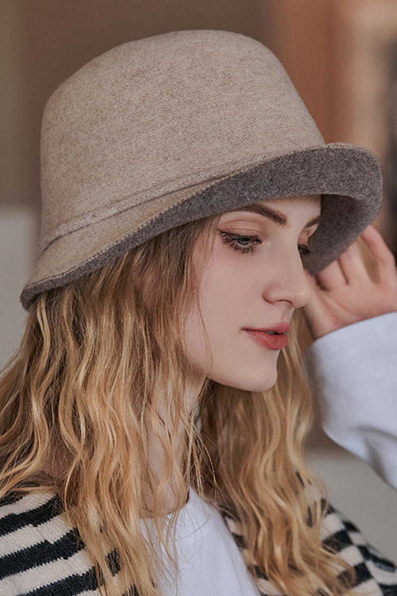 WOMEN FASHION WARM CURLING FELT HAT BUCKET HAT